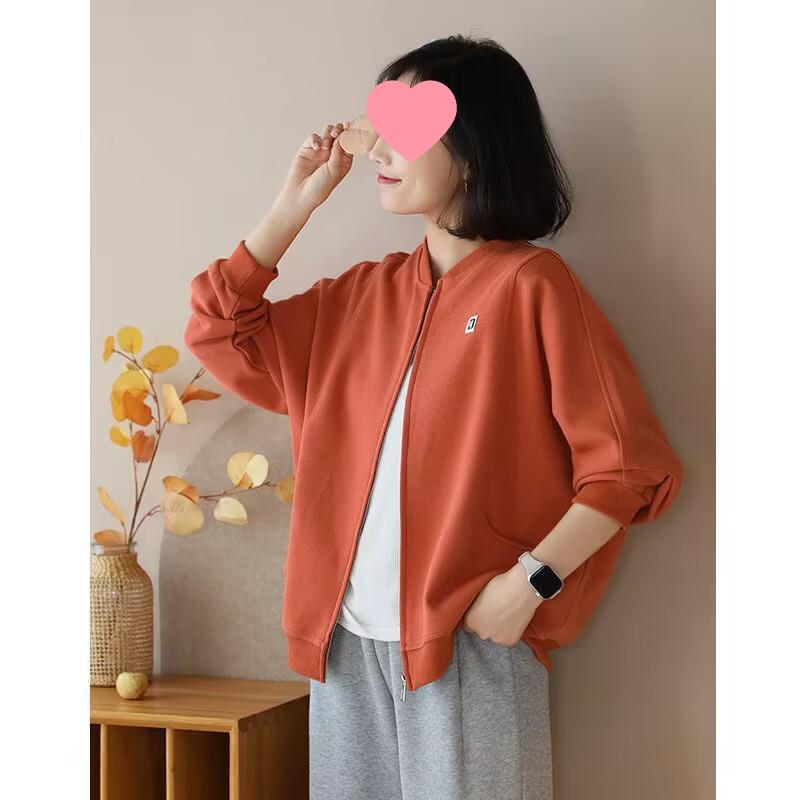 

Women s Spring & Autumn Long Sleeve Baseball Jacket Hoodie Cardigan Coat L (106-120 lbs) оранжевый