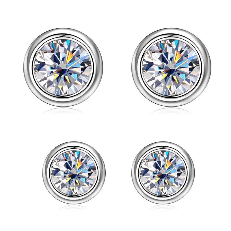 Douyin Bestseller: Versatile Moissanite Stud Earrings - Bubble Couple Style, S925 Sterling Silver, Fashionable & Elegant Jewelry