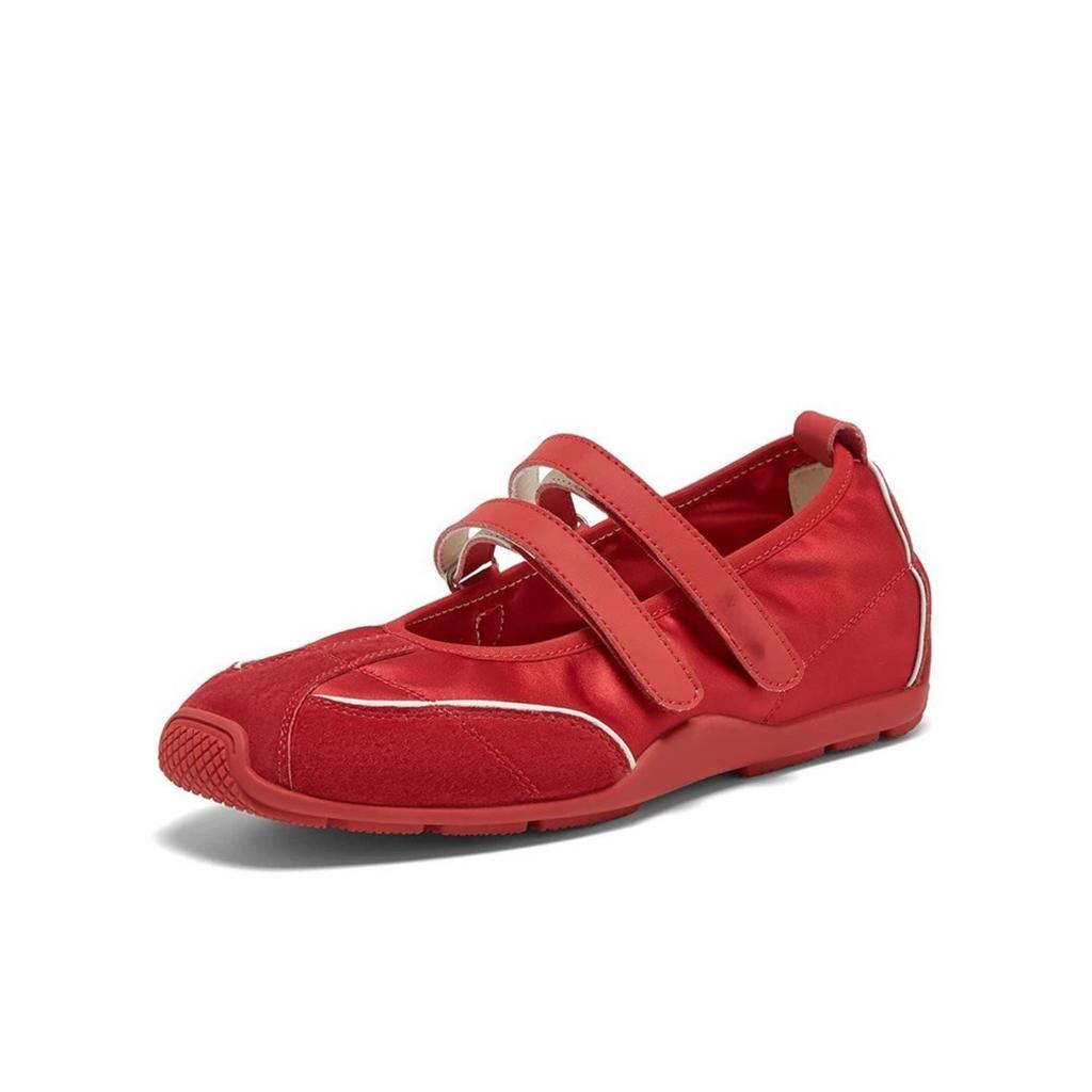Leather Mary Jane Shoes Women'S Summer Velcro Inner Height Increasing Ballet Shoes Versatile Casual Sports Shoes