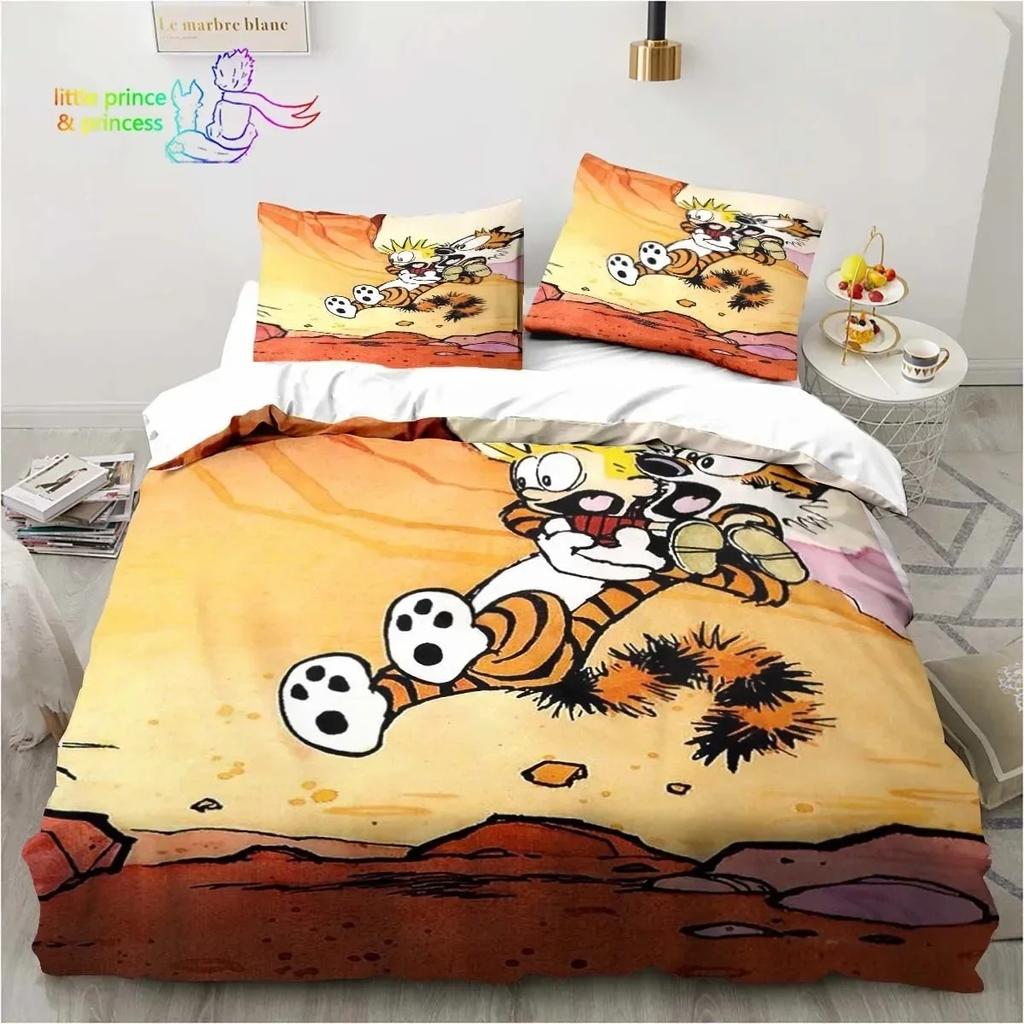 Cartoon Calvin Hobbes 3D Print Bedding Set Single Twin Full Queen King Size Bed Set Adult Kid Bedroom Bedding Gift