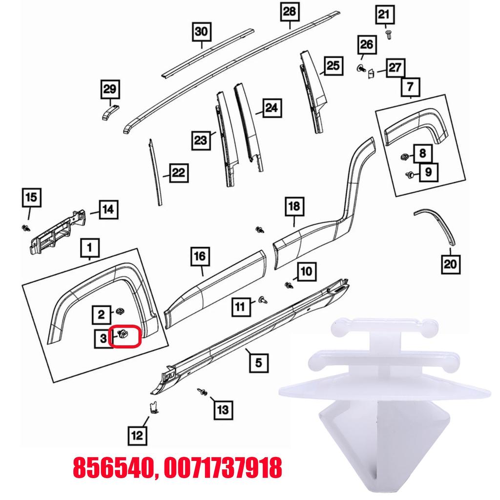 Exterior Door Trim Clips Bumpstrip Rub Strip Moulding Front Wheel Arch Flare Clips For Peugeot 106 206 207 Citroen C2 C3 856540