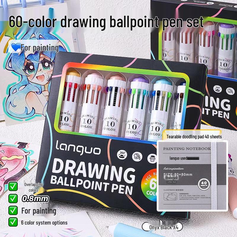 10-Color Stackable Ballpoint Pen Set – Press-Type, Multi-Functional Pens for Drawing & Journaling for Elementary Students