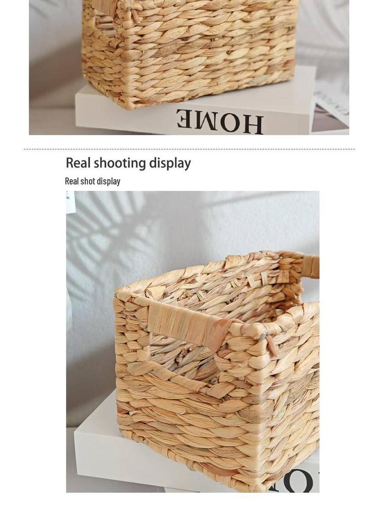 Water Hyacinth Woven Storage Basket - Desktop Organizer & Toy Storage Bin