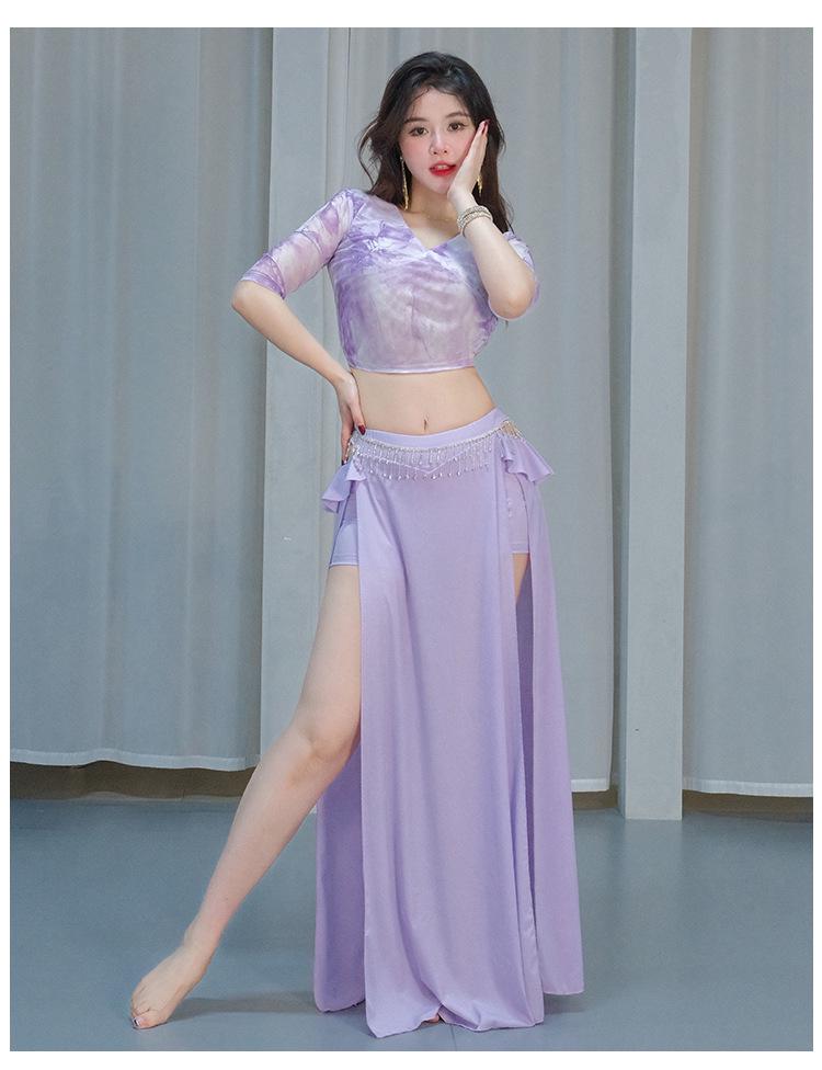 Oriental Mesh Print Belly Dance Performance Dress Set for Women
