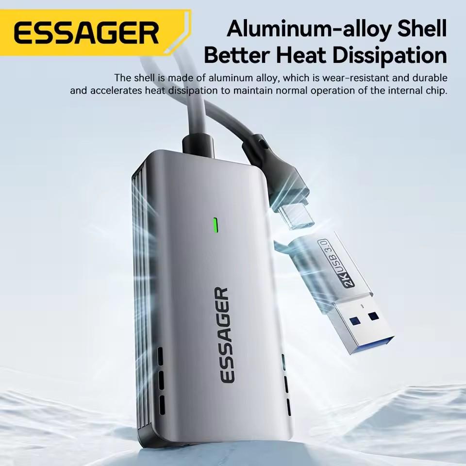 Essager Videoaufnahmekarte USB3.0 HDMI 4K@60Hz-kompatibel zu USB/Type-c Game Grabber Aufnahme für Switch Xbox PS4/5 Live-Übertragung