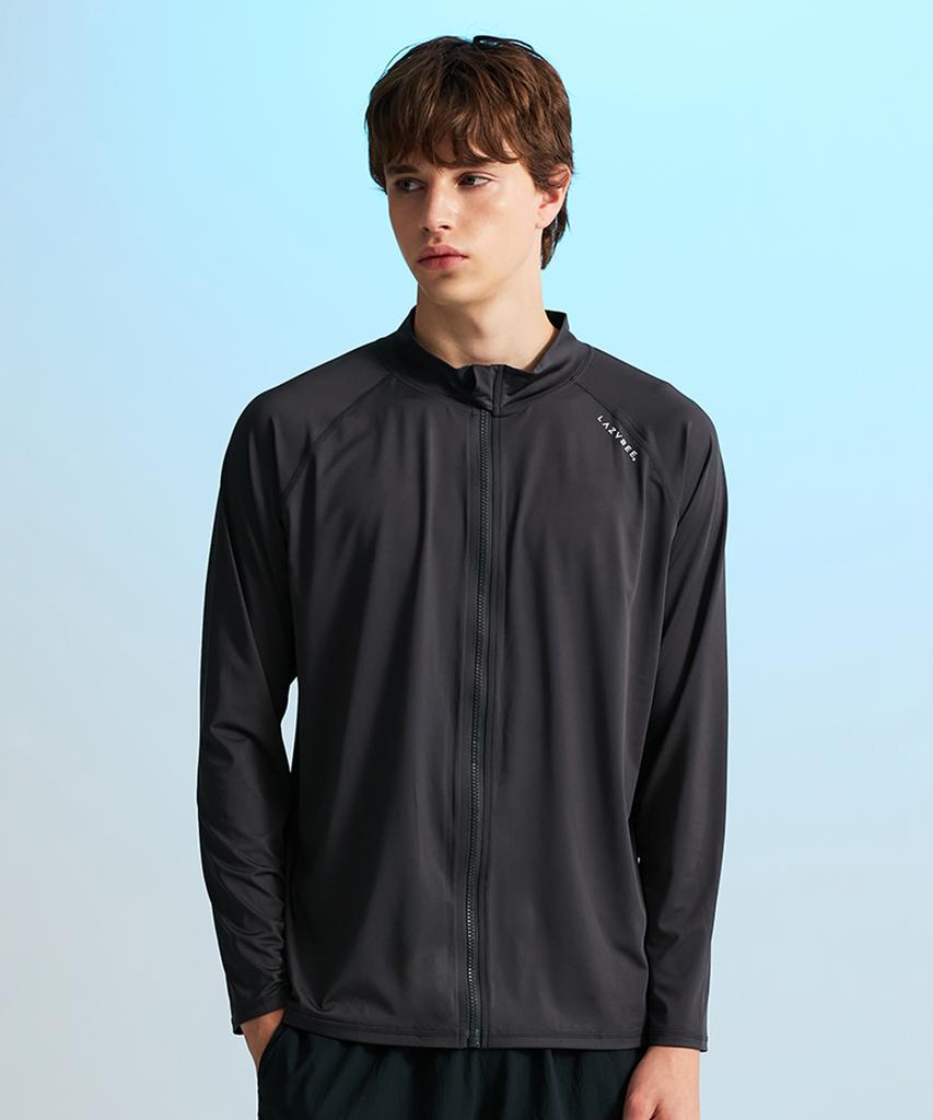 Leijibi Multi-Cooling Essential Loose Fit Zip-Up Rash Guard M Charcoal
