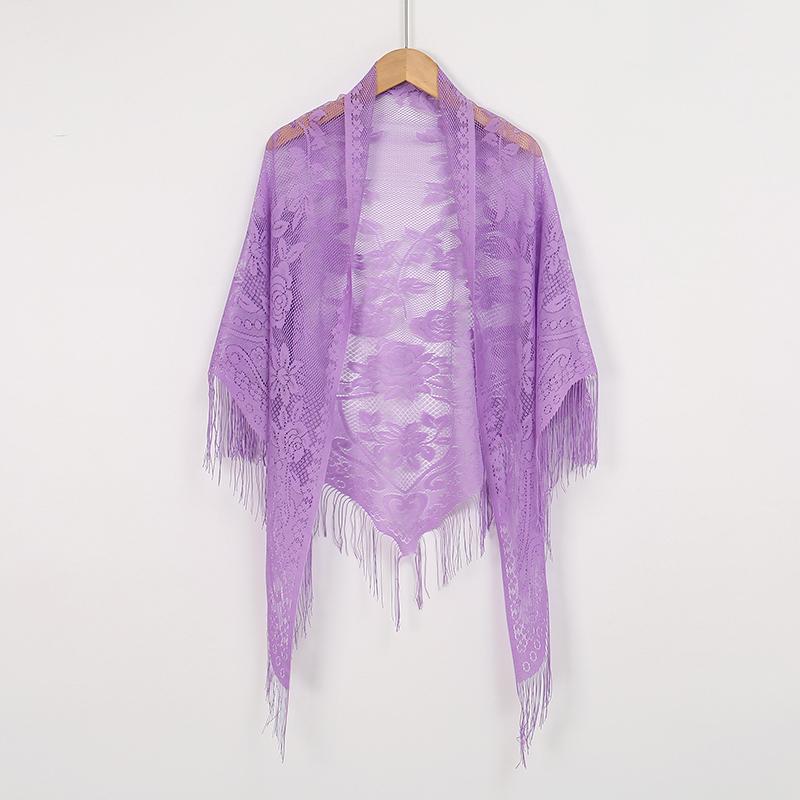 Women Fashion Triangle Wrap Lady Shawl Flower Lace Scarf Female Baby Tassel Shawls Scarves Spring Summer Photo Props Accessories