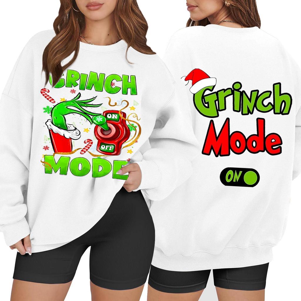 Women's Casual Fashion Long Sleeve Christmas Printed Round Neck Sweatshirt Top