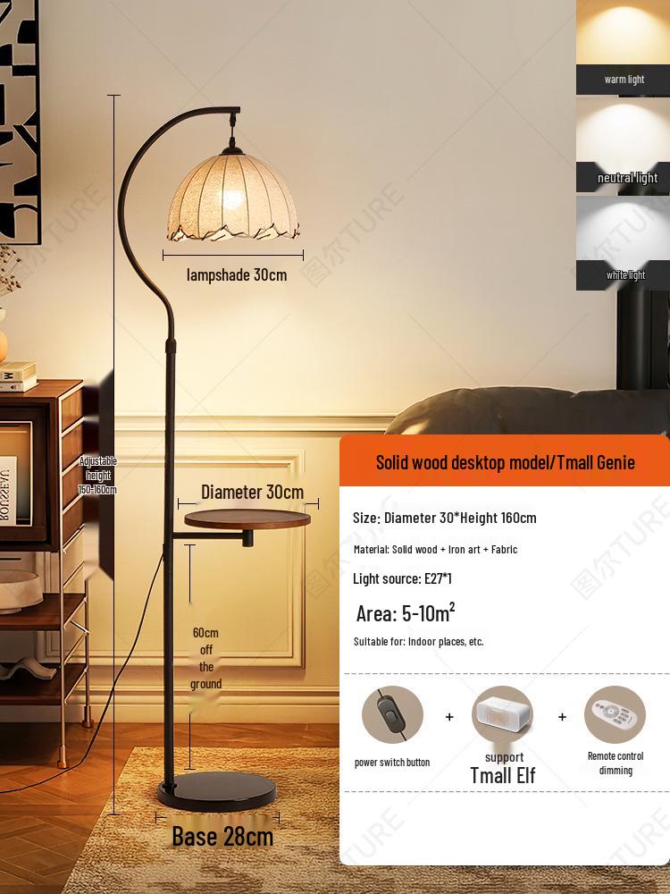 Chinese-Style Floor Lamp with Storage Rack: Living Room, Bedroom, or Study Decor