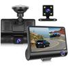 Dash Cam, 4 Inches 1296P 3 Channels Car Dash Camera Front Inside and Rear Camera Car Camera 140°Wide Angle Looping Recording G-SensorHDR Motion