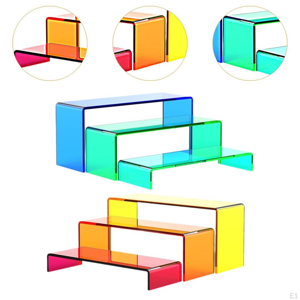 Acryl Display Erhöhung Vitrine 6 Stück Ständer 2 Sätze 3 Ebenen für Kosmetik Buffet Händler
