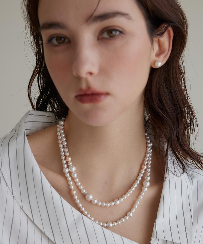 Merrymotive Apricot Dual Pearl Necklace