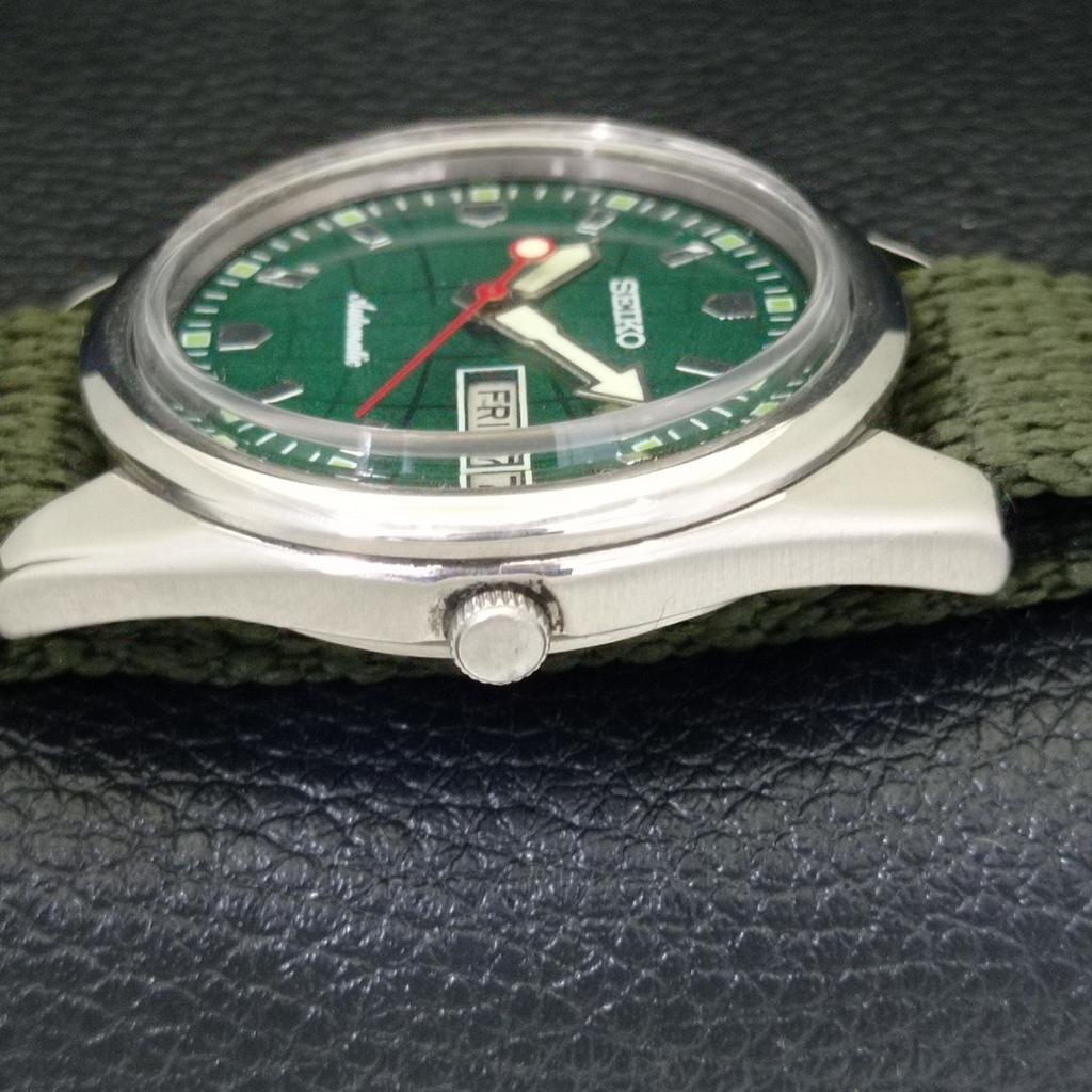 SEIKO VINTAGE AUTOMATIC 6309A JAPAN MENS GREEN COLOR DIAL WATCH a700484-5 R203-a700484