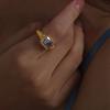 18K Gold Plated Square Multi-color Crystal Chunky Rings Stainless Steel Hypoallergenic Texture CZ Zircon Knuckle Ring Anillos