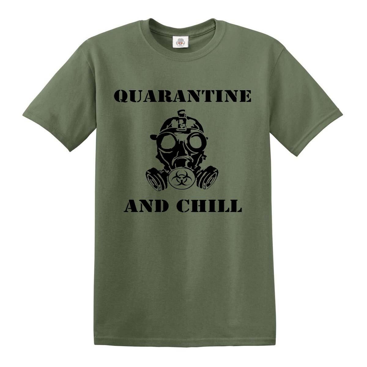 QUARANTINE AND CHILL T-Shirt LOCK DOWN 2020 T-Shirt Novelty Funny Army Isolation S