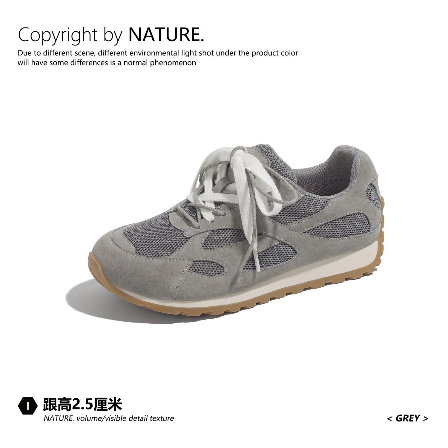 

Leather Forrest Gump shoes lace-up sports and leisure shoes flat bottom spring 2025 new retro mesh breathable women s shoes 40 темно-серого