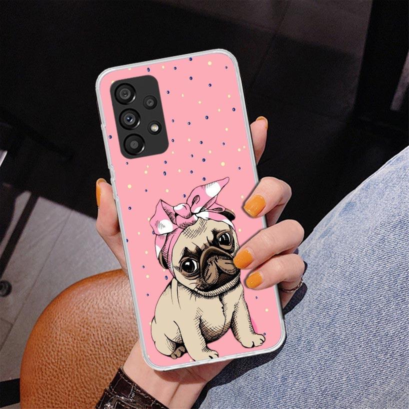 Love Pugs Cute Dog Phone Case For Samsung Galaxy A17 A16 A15 A14 A13 A57 A56 A55 A54 A53 A37 A36 A35 A34 A33 A26 A25 A24 A23 Gal