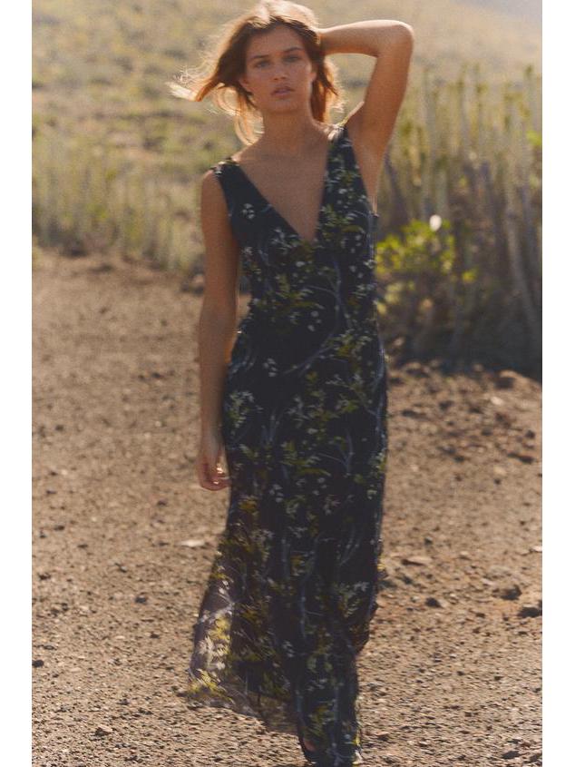 2025 Spring/Summer Women's European & American Style Waist-Hugging Sexy Printed Dress