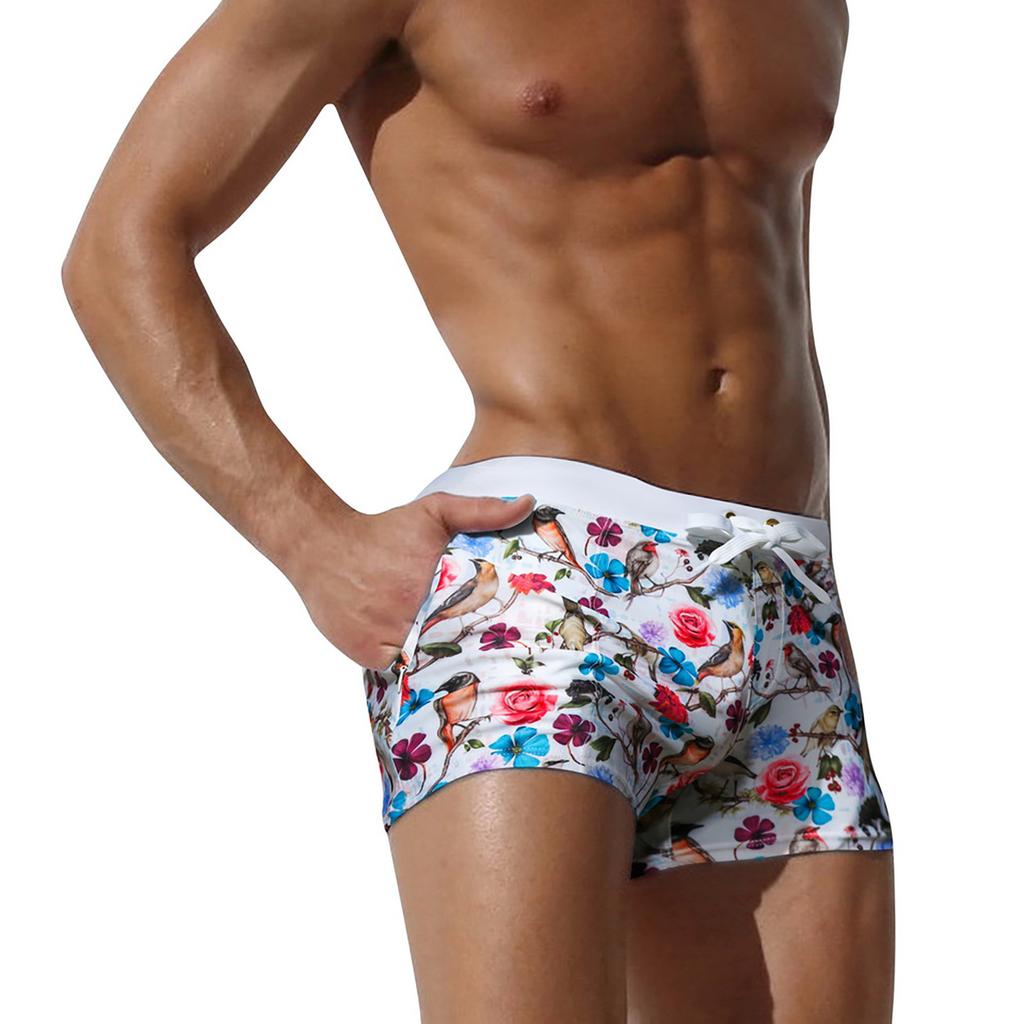Mote Menn Pustende Trunks Bukser Solid Badetøy Strandshorts Slim Wear