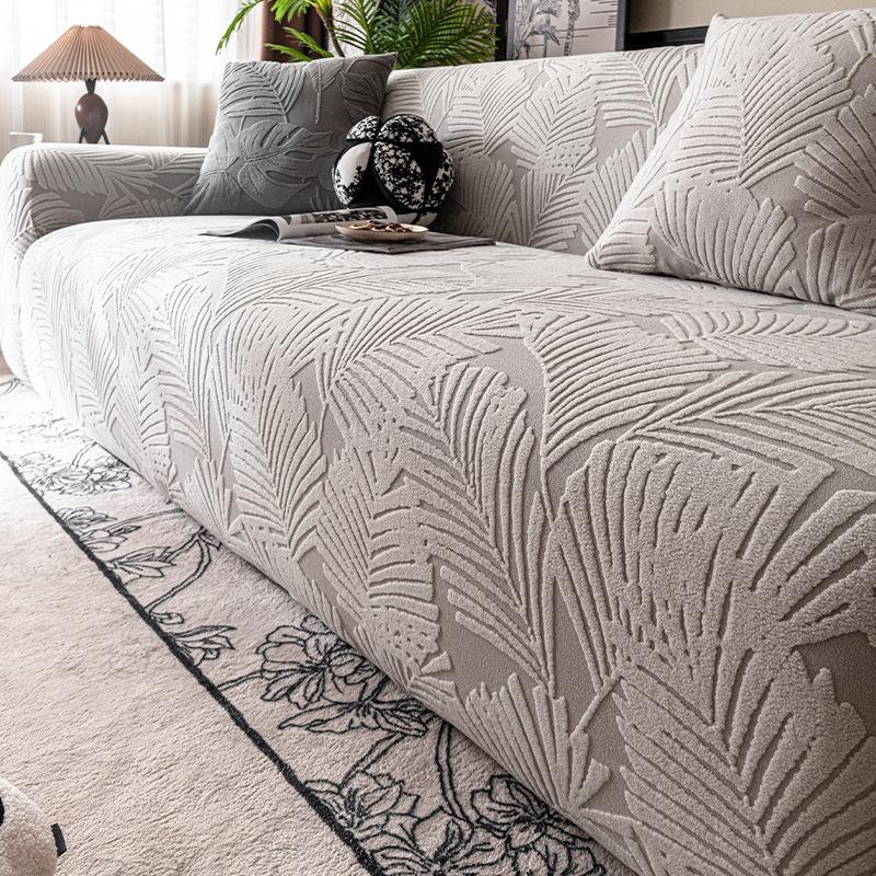 Simple Style Solid Color Sofa Cover New All Inclusive Universal Universal Straight Line One Piece Elastic Sofa Cover