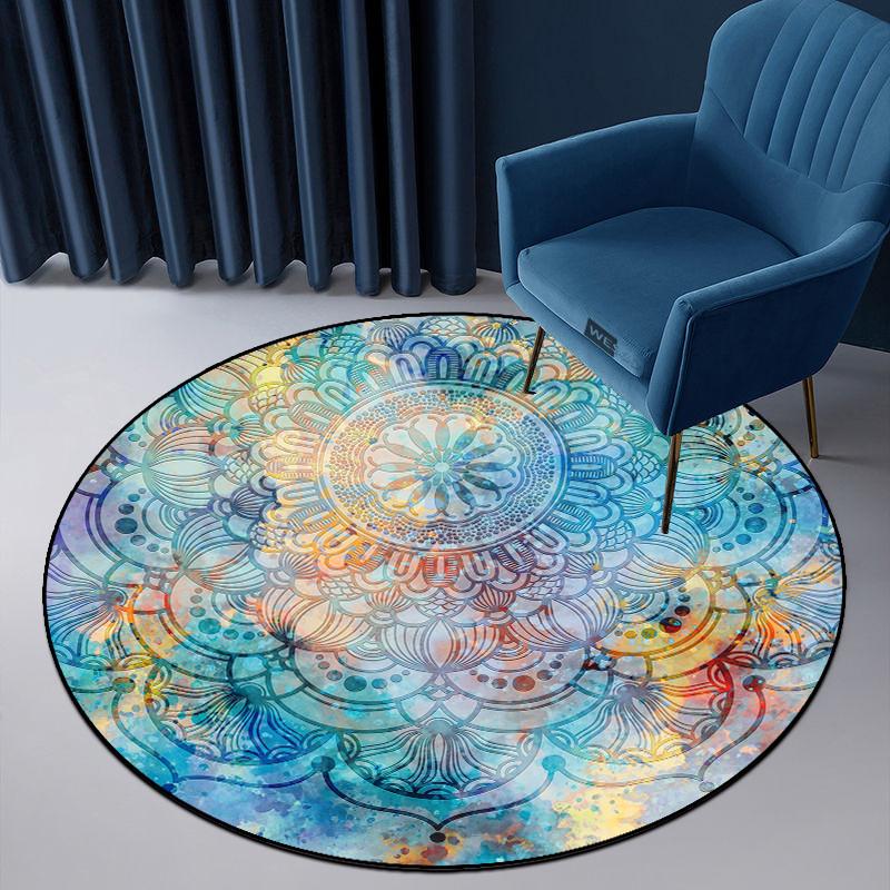 Etnické koberce Kulatý koberec Bohemian Mandala Koberec Dětský koberec Do dívčího pokoje Velká podlahová podložka pro kulatý konferenční stolek Obývací pokoj