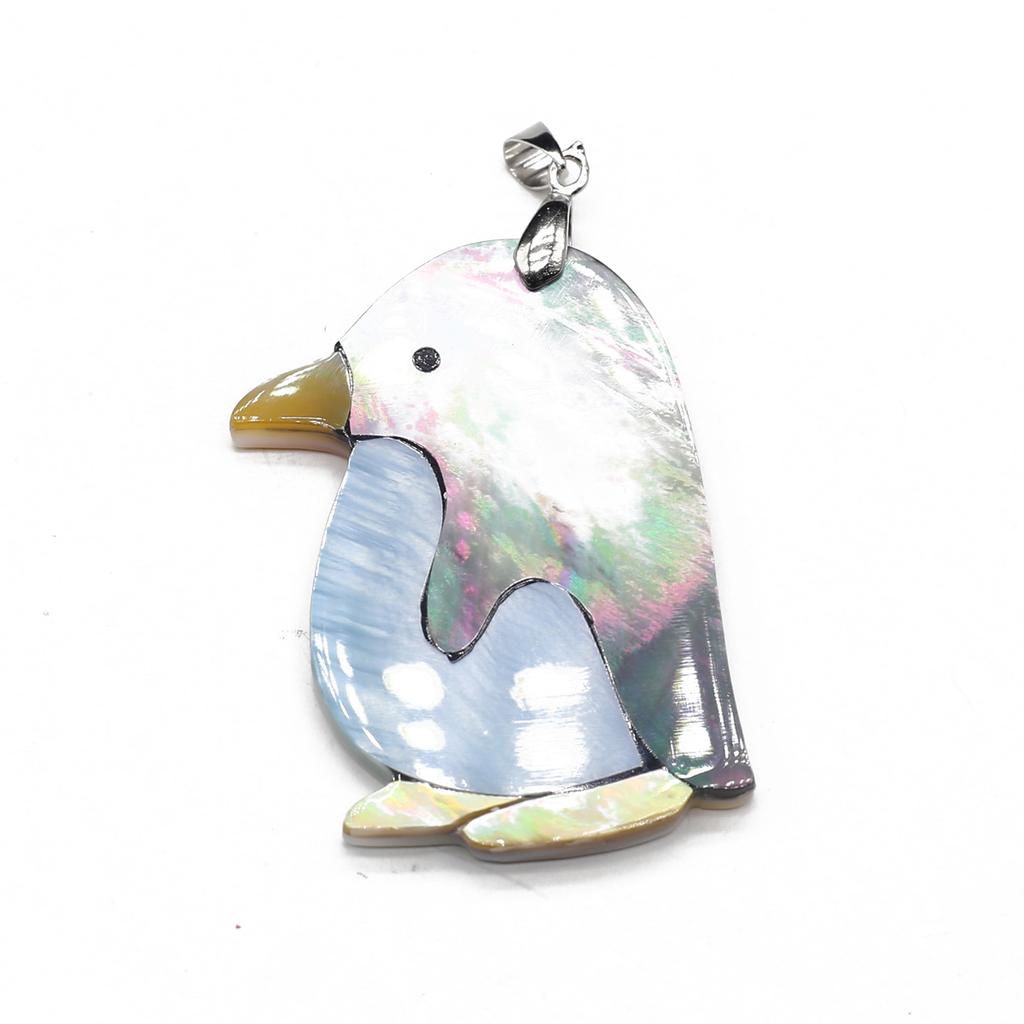 1Pc, Natural Shell Penguin Pendant Necklace, Unique Animal-Themed Jewellery Gift, Christmas Gift for Women and Girls, Playful Handcrafted Bohemian