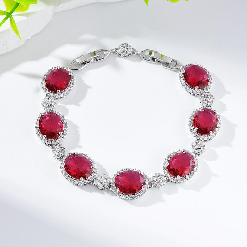 Цирконовый браслет, Браслет высокого класса, Дизайн легкой роскоши, Ювелирные изделия, Красочное сокровище, Фиолетовые аксессуары. Length 17.5 + 3