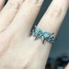 New Chinese Classical Fashion Sweet Cool Romantic Blue Butterfly Ring Female Niche Design Light Luxury Dream Butterfly Index Finger Ring
