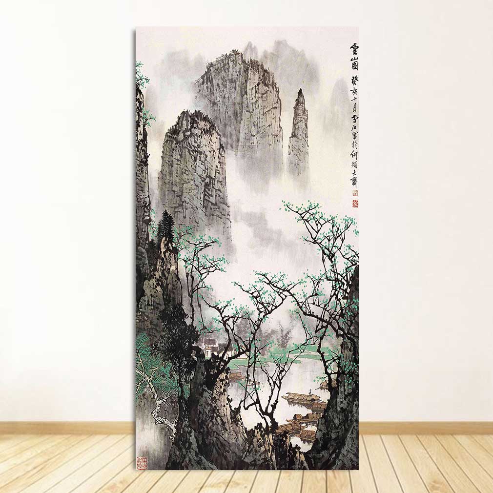 Classic Chinese Ink painting Landscapes Large Size Wall Picture For Living Room Home Decor-7 Huge Size Canvas Print Painting,