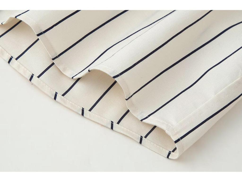 Women's Fashion Striped Fluffy Sleeve Shirt & Pants Set - 2026 Trending Style
