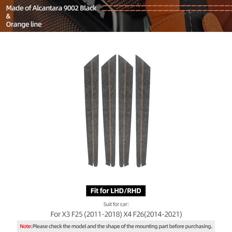 Per BMW X3 F25 X4 F26 Realizzato in Alcantara Striscia Decorativa Pannello Porta Adesiva Adesivi Performance 4 Pezzi Accessori Tuning Interno Auto