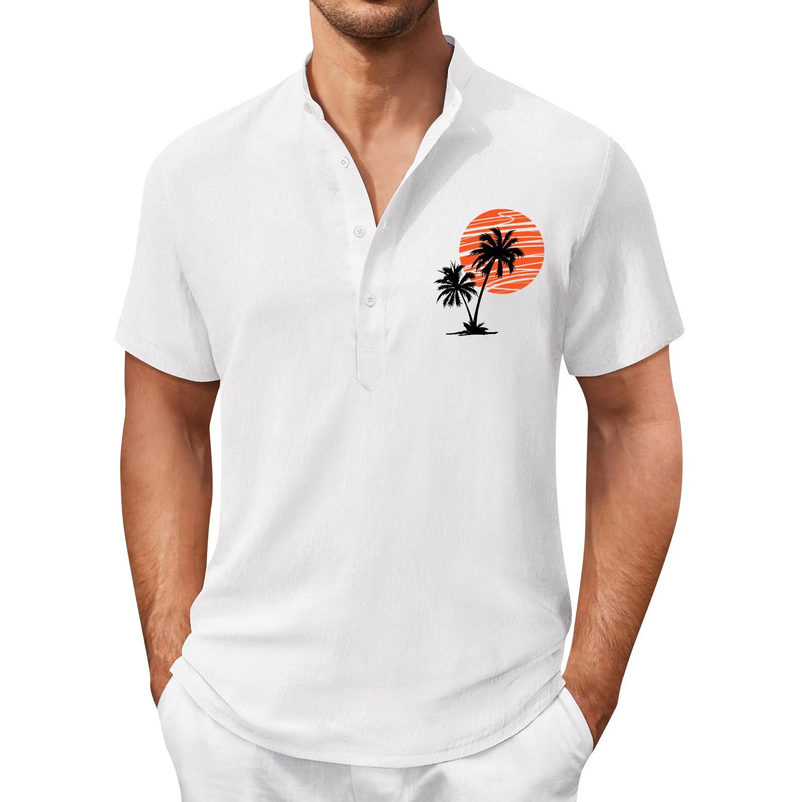 

Винтажная летняя мужская футболка, уличная одежда, 3 пуговицы, свободная одежда, футболка с коротким рукавом и принтом XL белый