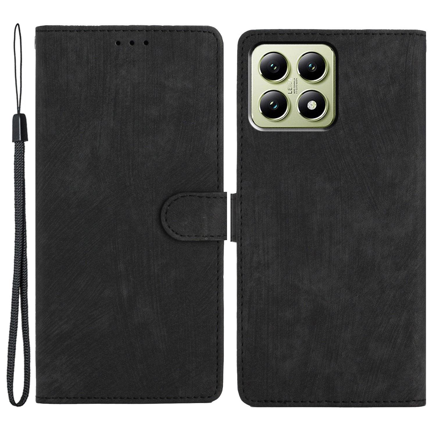 

For Xiaomi 14T Case with Card Clots Skin-Touch PU Leather Phone Cover Stand Black