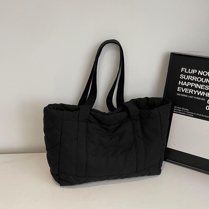 

Winter new fashion rhombus down women s bag large capacity bag commuter shopping bag college student bag