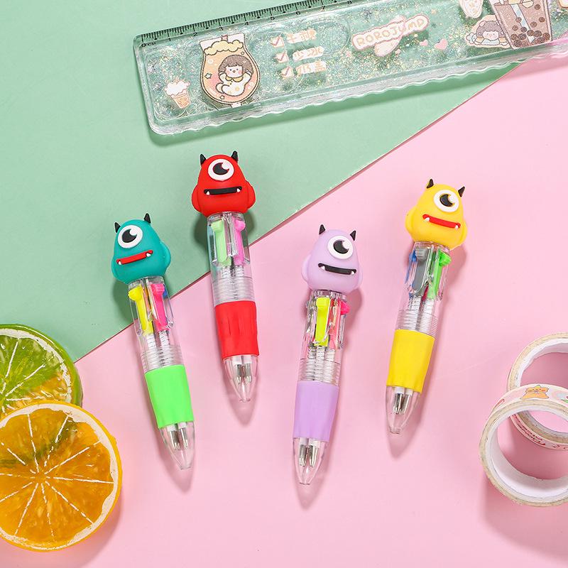 Korean Cute Animal Head 4-Color Click Ballpoint Pen