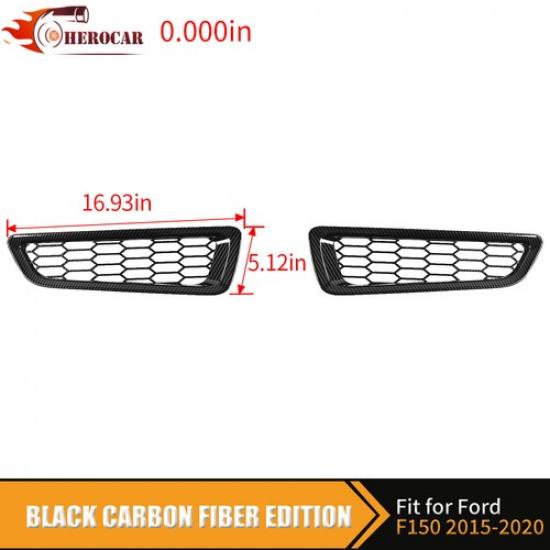 Honeycomb Front Bumper Fog Lamp Cover Trim For Ford F150 2017- Carbon Fiber