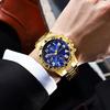 Men's Large Dial Blu-ray Glass Watch, High-end Men's Business Watch + Jewelry 4-piece Set