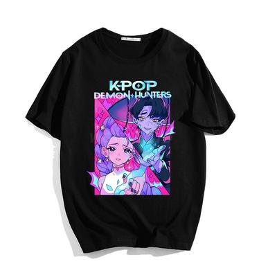 Nowe koszulki z nadrukiem K-Pop Demon Hunters Saja Boys Damskie Męskie z krótkim rękawem Zabawny kreskówkowy T-shirt z okrągłym dekoltem Casualowe letnie topy