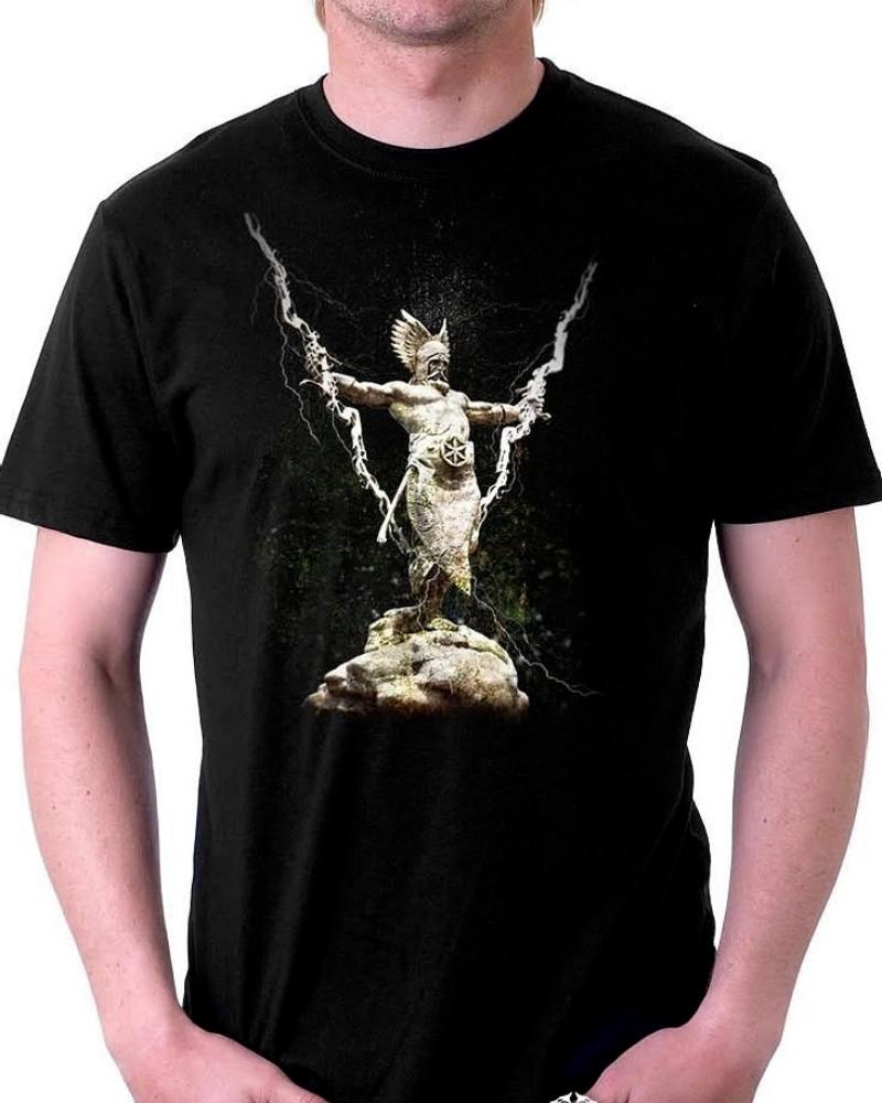 Creator of Thunder and Lightning Slavic War God of Perun Statue TShirt Summer Cotton Short Sleeve ONeck Mens T Shirt New
