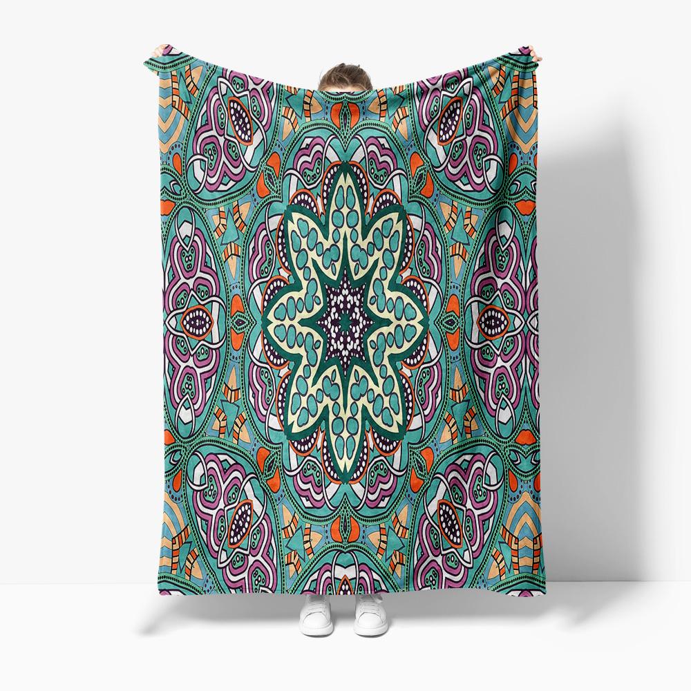 

Boho Floral Paisley Pattern Blanket for Sofa Bed Travel Camping Living Room Office Conditioning Blanket for All Seasons Gifts 75x100cm