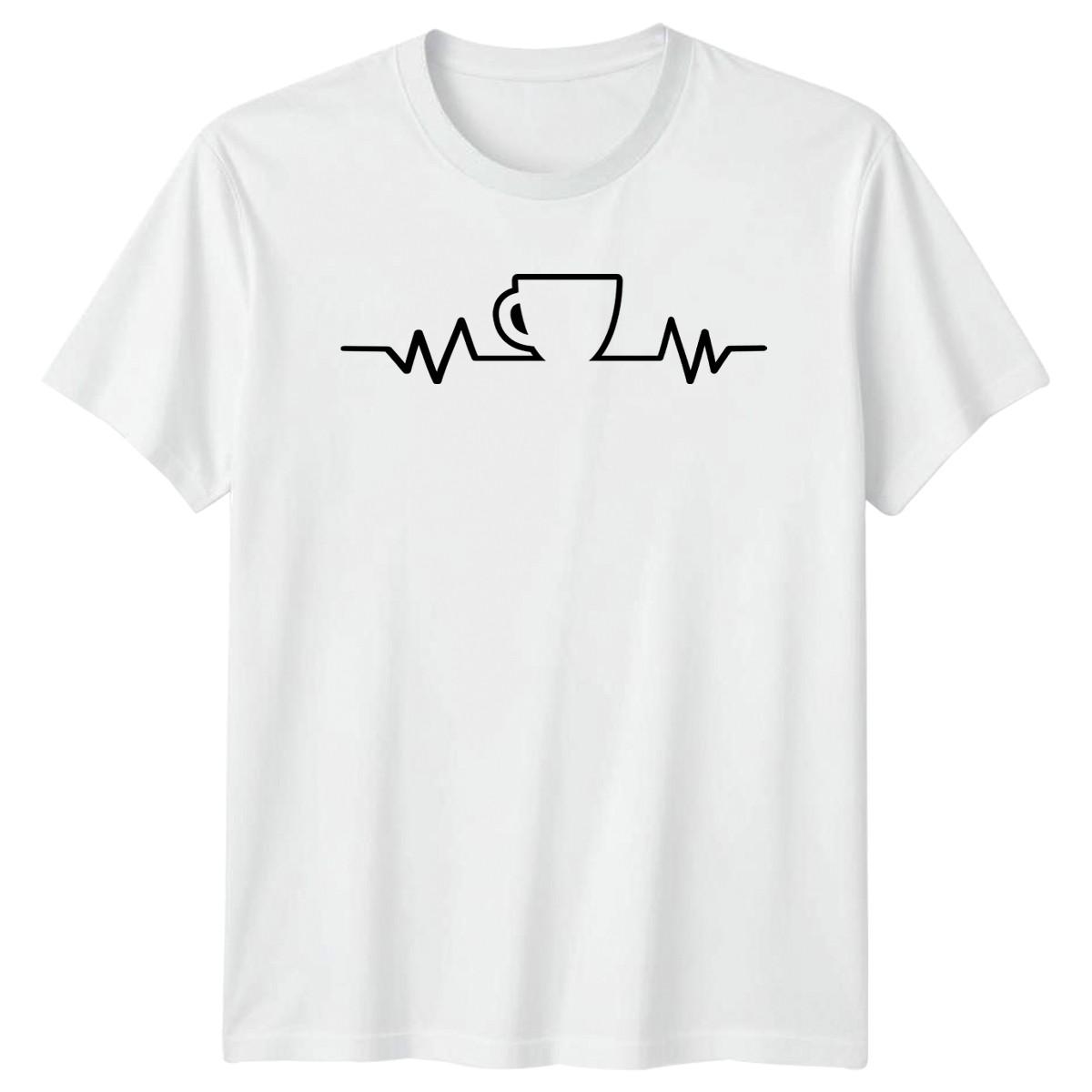Coffee Is My Heartbeat Lifeline T-Shirt Caffeine Coffee Gift For Him And Her XXL
