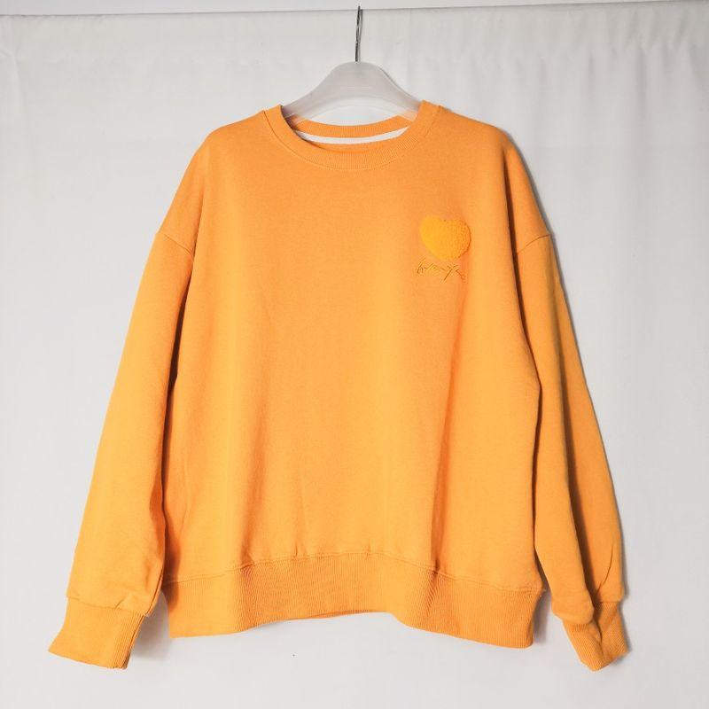 Pure Cotton Washed Terry round Neck Pullover Long sleeve Hoodie Women Loose Casual Love Embroidery Lazy off Season Clearance