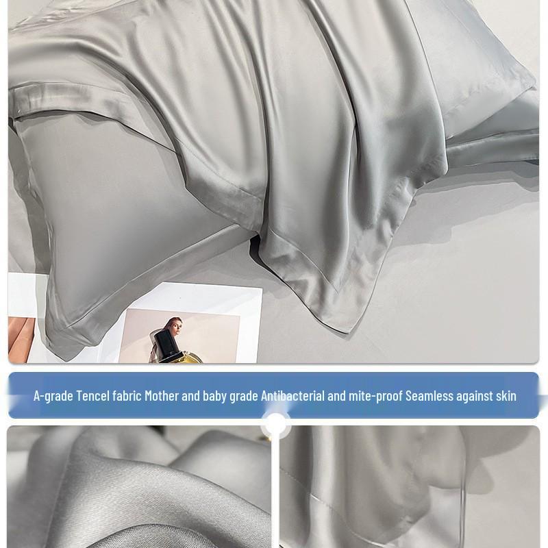 Set di Due Federe in Seta Tencel - Colore Unito per Uso Domestico o in Dormitorio