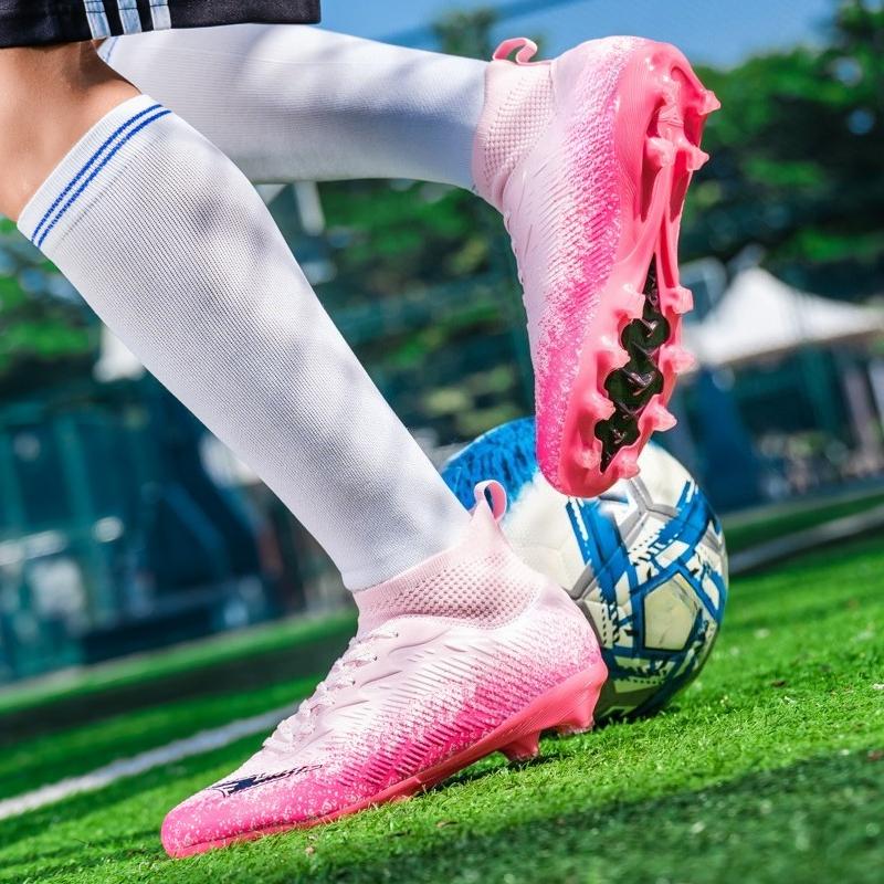 34-46 Men's High-top Large-size Football Shoes Long Nail Anti-slip Resistance TPR Artificial Captain Outdoor Youth Football Boots