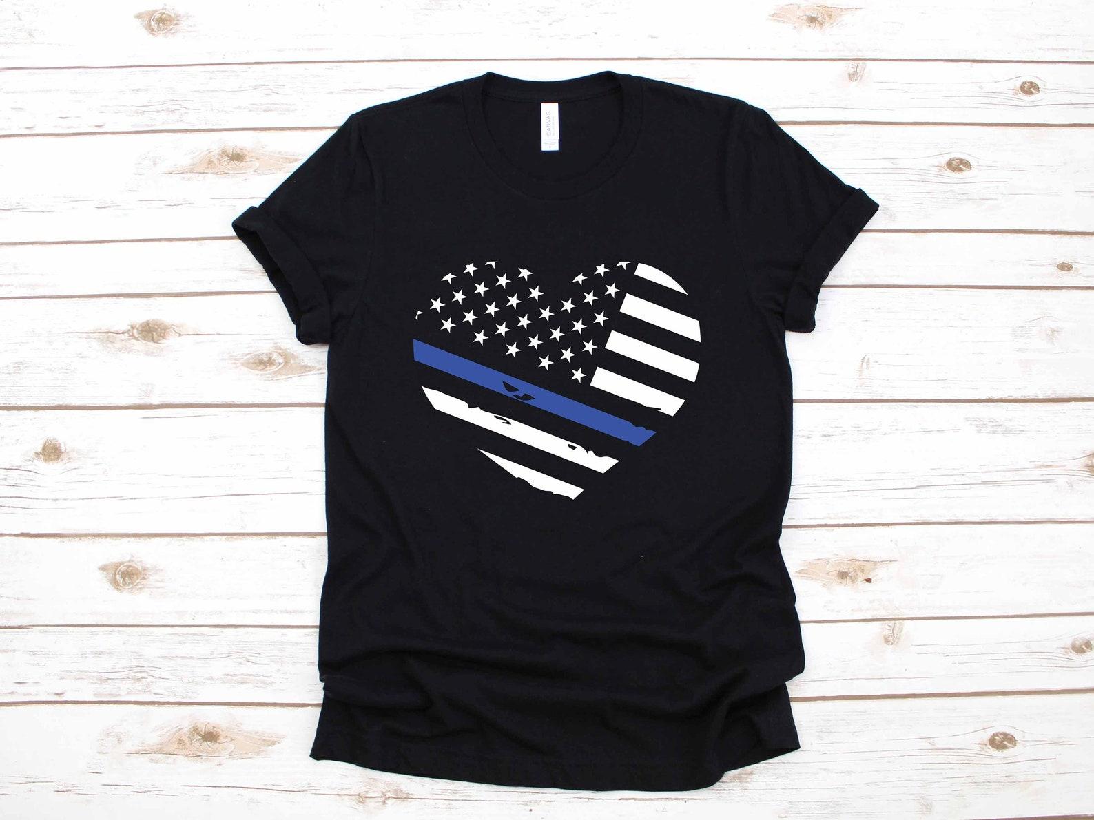 Police Heart Spouse USA Flag Law Enforcement Gift | T-Shirt |T-shirt | T-shirt | T-shirt | Tank Top S