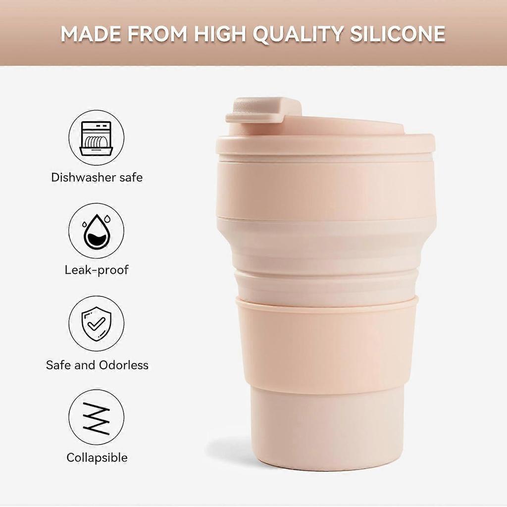 2025 Latest Model 12oz Collapsible Cup for Traveling, Collapsible Silicone Travel Cup for