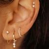 Triple Huggie Stacked Earrings for Women Gold Chain Drop Dangle Earrings Cute Statement CZ Earrings Trendy Dainty Jewelry Gift