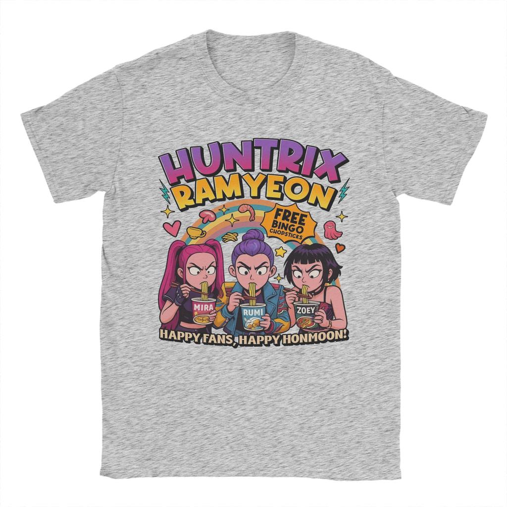 Herren T-Shirt Huntrix Ramyeon KPop Dämonenjäger Film Neuheit Baumwoll-T-Shirt Kurzarm T-Shirt Rundhals Kleidung Sommer