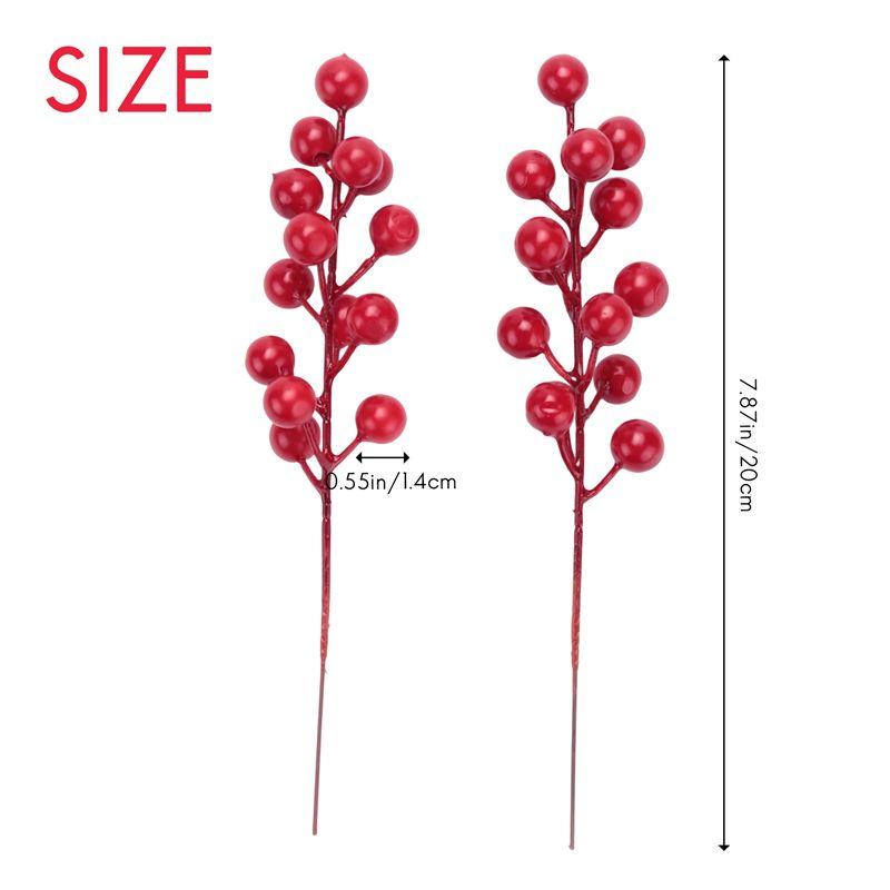 AEE4-20 Pack 8Inch Artificial Christmas Red Berries Stems For Christmas Tree Ornaments,DIY Xmas Wreath,Holiday And Home Decor