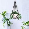 AKEIE Macrame Plant Hanger 3 Pack for Indoor Outdoor Wall Hanging Planter 3 Hooks Hanging Planter Basket Cotton Rope 100cm with Beads No Tassels
